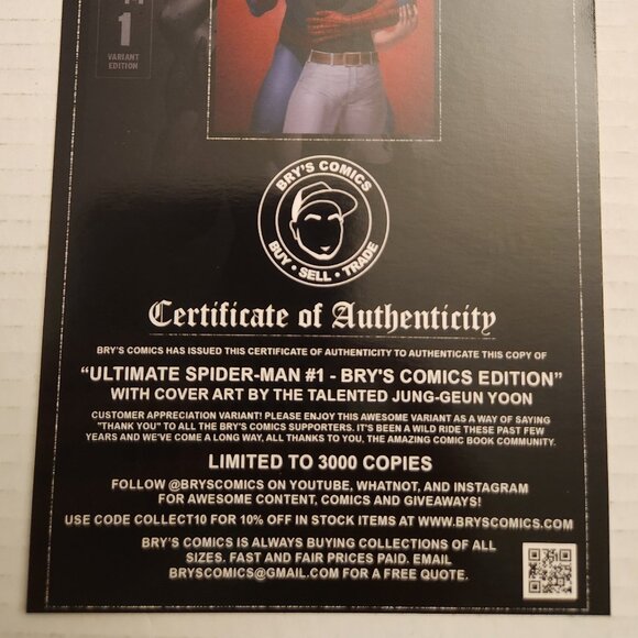 Ultimate Spider-Man #1 (2024) Marvel Comics, Bry's Comics Exclusive Cvr, NM - Picture 14 of 14